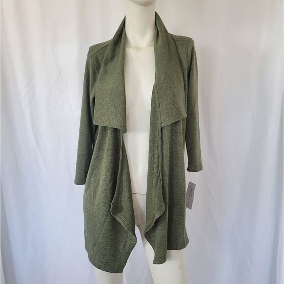 NY Collection olive green cardigan size S - Picture 7 of 12